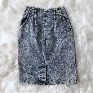 Vintage Acid Wash Denim Pencil Skirt Jean 4